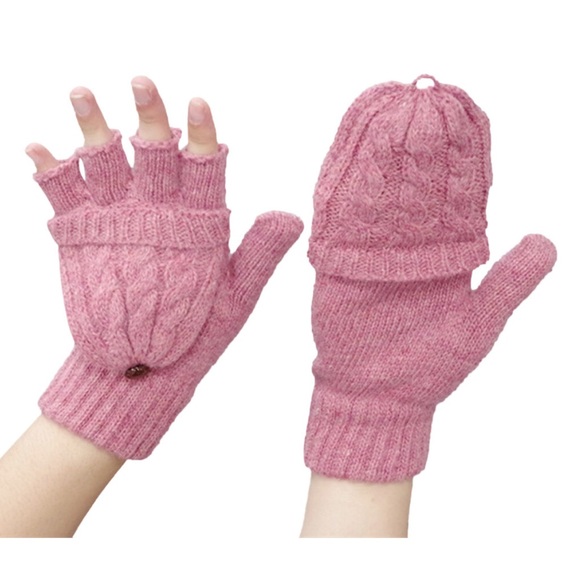 Pink Clamshell Exposed Finger Mittens - Picture 8 of 8
